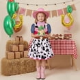 thumbnail image 2 of Pandaie Cowgirl Outfit for Girls Kids Western Cowboy Clothing Set Fashion Dress Scarf Hat Toddler Party Dress up Clothes Blue L(5-6 Years), 2 of 5