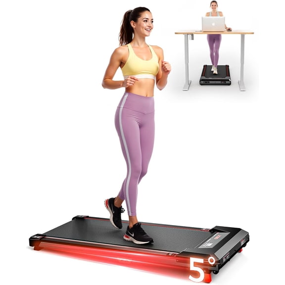 Walking Pad Treadmill,Incline Walking Pads Under Desk 330 Lbs Capacity,2.5HP Portable Treadmill for Home,Remote Control and LED Display