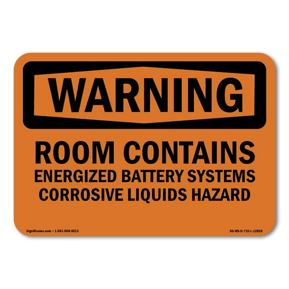 OSHA WARNING Sign - Room Contains Energized Battery | Plastic Sign | Protect Your Business, Construction Site, Warehouse & Shop Area | Made in the USA