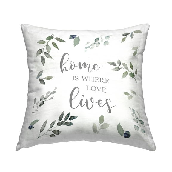 Stupell Industries Botanical Sprigs Love Lives Decorative Printed Throw Pillow Design by Carol Robinson.