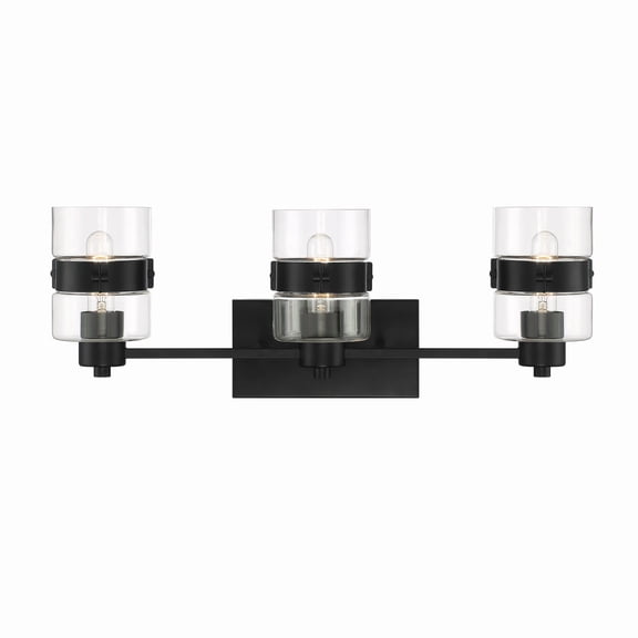 Designers Fountain Midnight LA 3 Light Matte Black Bathroom Vanity Light Fixture, D222M-3B-MB