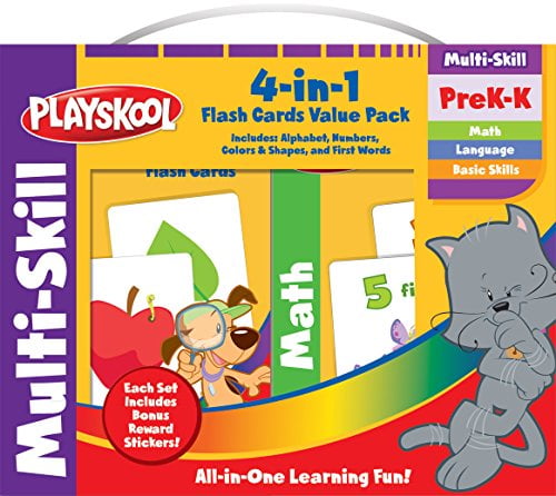 Alphabet/First Words/Shapes & Colors/Numbers Set of 4 Playskool Flash Cards 