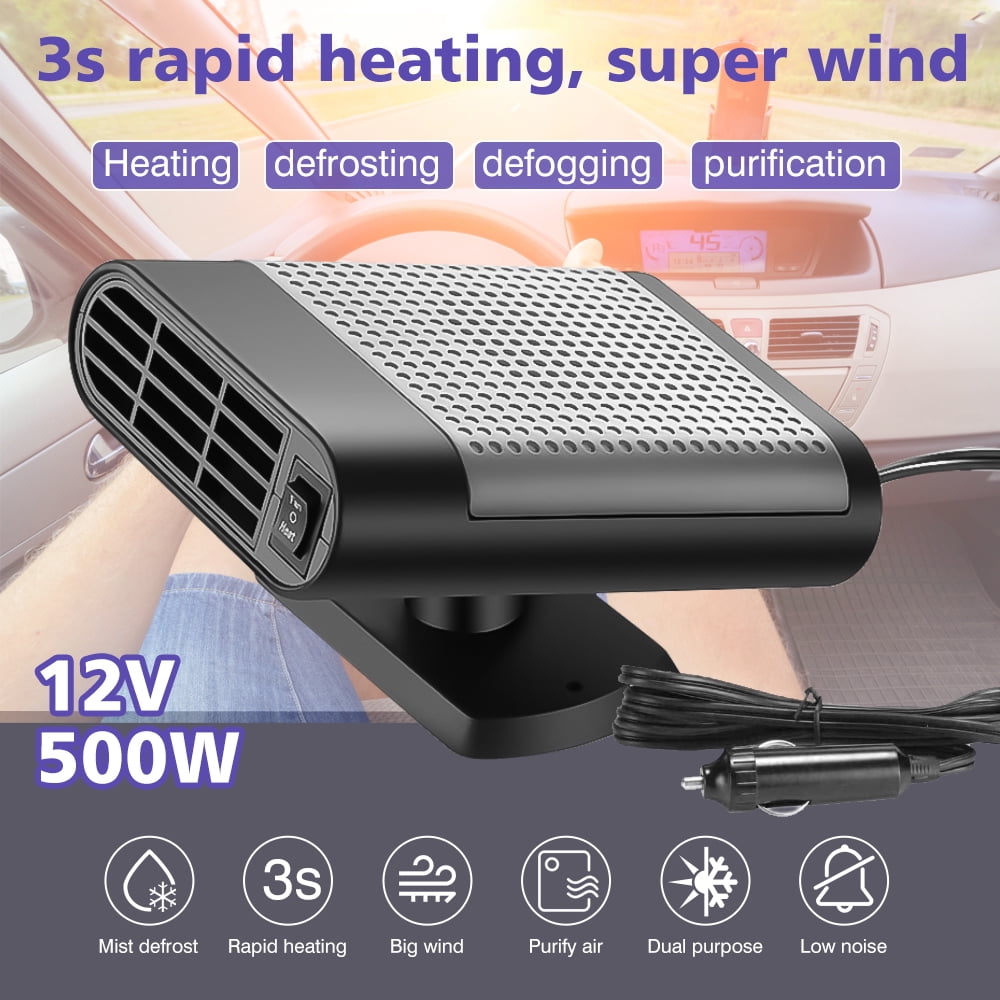 Car Heater Portable Fan, 12V Car Heater Defroster Fans, 2 in 1 Heating & Cooling Fast Heating