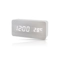 thumbnail image 2 of Yuarrent Despertador LED Dormitorio digital Escritorio Control de voz Relojes de tiempo Decoración Dígito blanco Medidor de temperatura Termómetro Decoración del hogar Madera blanca Yuarrent HA047832-03B, 2 of 6