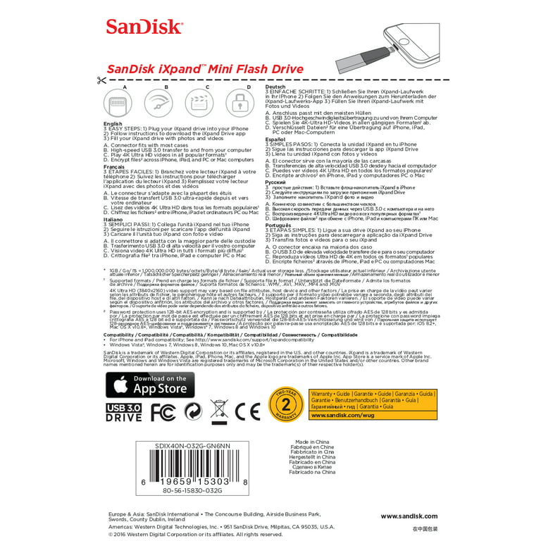 Sandisk iXpand Clé 32Gb Lecteur Flash OTG, Usb 3.1 Mini-Drive Memory Stick iPhone  iPad (Copie) - Clictech