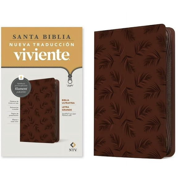 Biblia Ultrafina Ntv, Letra Grande de ZÃ­per Con Filament (Sentipiel, Palmera CafÃ©, Letra Roja), (Hardcover)