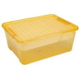 thumbnail image 2 of Kitchen Rack Plastic Storage Box With Removable 4 Compartments Tray Portable Clear Storage Container With Handle For Organizing Tool Craft Bead Sewing,Yellow Kitchen Rack, 2 of 5