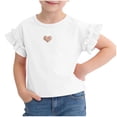 thumbnail image 1 of Zpanxa Chemises Filles Manches Volantées Imprimé Cœur Col Rond Dentelle Évasée Coton T-Shirt Manches Courtes 1-3 Ans, 1 of 7