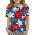 thumbnail image 2 of WPPGONE American Flag T Shirt for Girls Toddler Crewneck Short Sleeve Loose Fit USA Tops Red White and Blue Stars Stripes Patriotic Graphic Tee 4th of July Summer Casual Clothes, 2 of 6