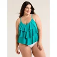 thumbnail image 3 of Time and Tru Women's and Women's Plus Tiered Tankini Swim Top, Sizes S-3X, 3 of 5