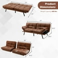 thumbnail image 4 of Costway Canapé-Lit Futon Convertible en Mousse Mémoire avec Accoudoirs Réglables Brun, 4 of 10