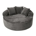 thumbnail image 3 of XIZZI Plush Round Sofa for Living Room, Soft Polyester Fabric with Spring & Sponge, Cozy Living Room Furniture 58.26" Circular Cozy Chair in Gray, 3 of 9