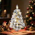 thumbnail image 5 of Prelit Tabletop Christmas Tree Snow Flocked Christmas Tree with Led Lights Burlap Base Mini Xmas Pine Tree for Table Desk Home Christmas Decor, 5 of 6
