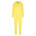 thumbnail image 4 of Oversized Cotton Sweatsuits Tracksuits Two Piece Womens Lounge Outfits 1/2 Zip Sweatshirt Cinch Bottom Sweatpant Sets (XL, Yellow), 4 of 7