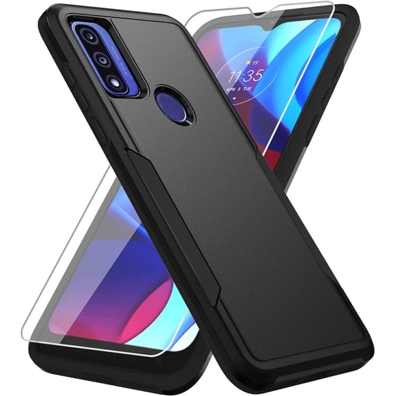 Moto G Pure Case, Moto G Power 2022 Case,with Screen Protector,[Military Grade Drop Tested] Heavy-Duty Tough Rugged Shockproof Protective Case  Motorola Moto G Pure (Black)