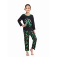 thumbnail image 5 of Christmas Family Pajamas Matching Set Black Long Sleeve Letter Print Tops and Dinosaur Print Pants Sleepwear, 5 of 10