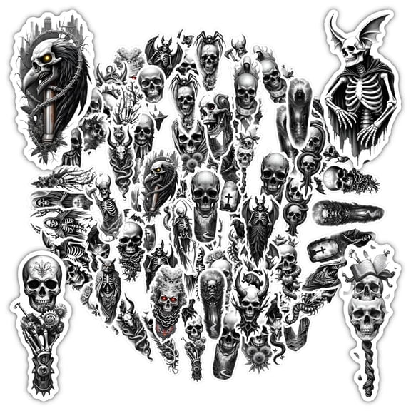 35pcs Gothic Skull Stickers Skeleton Horror Stickers Gothic Skull Stickers for Laptops Suitcase
