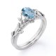 thumbnail image 4 of JeenMata Anillo de Bodas con Diseño de Hoja de Moissanita y Aguamarina Brasileña Ovalada de 1,5 Quilates con Engaste en Garras, Engastado en Oro Blanco de 18 K sobre Plata, 4 of 6