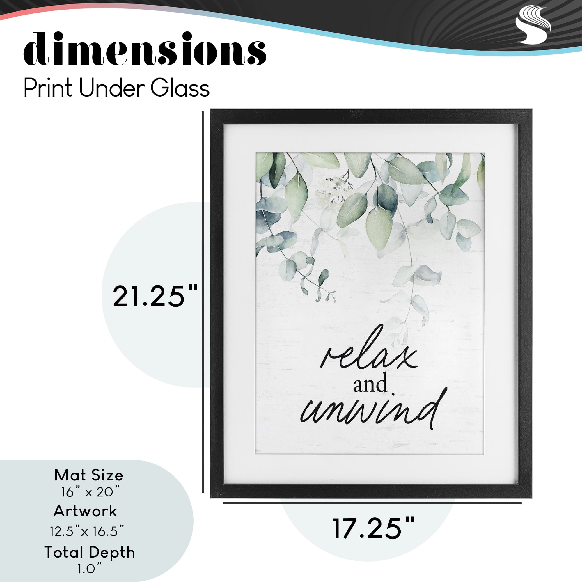 Relax And Unwind Herb Leaves Black Framed Print Under Glass, design by Lettered and Lined