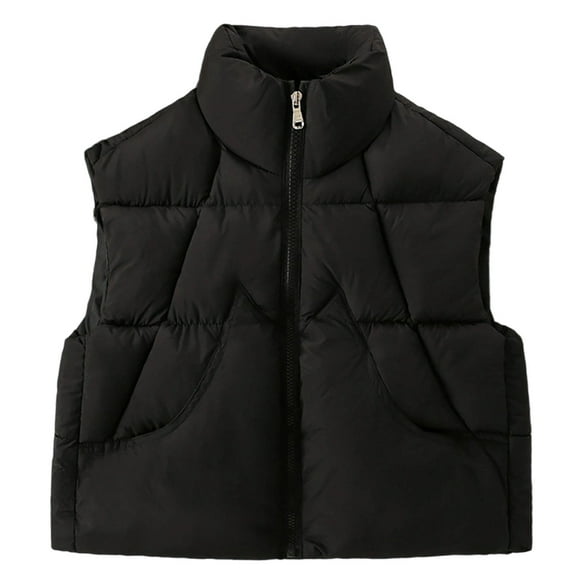 SonxaHe Little Boys' Puffer Coat Vest for Kids Warm Thickened Sleeveless Jacket Quilted Outdoor Winter Coats Black,Sized 5-6