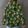 thumbnail image 4 of Luxalzxs Womens St. Patrick's Day Hooded Sweatshirts Waffle Long Sleeve Hoodies Fashion Clover Print Pullover Tops with Pocket, 4 of 5