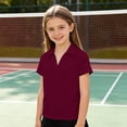 thumbnail image 2 of ZHOGXU Toddler Kids Girls Polo Shirt Solid Color Short Sleeve Lapel Breathable Lightweight Tee Top For Everyday Wear,WN,5-6 Years, 2 of 7