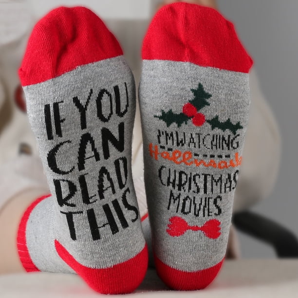Zhuge Calcetines navideños para mujer, divertidos y bonitos calcetines navideños, novedosos calcetines navideños, regalos navideños locos para mujeres y niñas, rojos