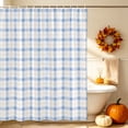 thumbnail image 3 of Blue Checkered Shower Curtain, Waterproof Shower Curtains for Bathroom, Buffalo Elegant Pastoral Farmhouse Art Washable Fabric Bathtub Curtain Set Bath Decor with 12 Hooks 48"x72", 3 of 8