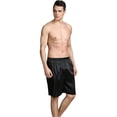 thumbnail image 3 of Men's Imitation Silk Short Pants Soft Sleeping Pajama Pants Satin Pajama Boxer Shorts with Elastic Waistband, 3 of 7