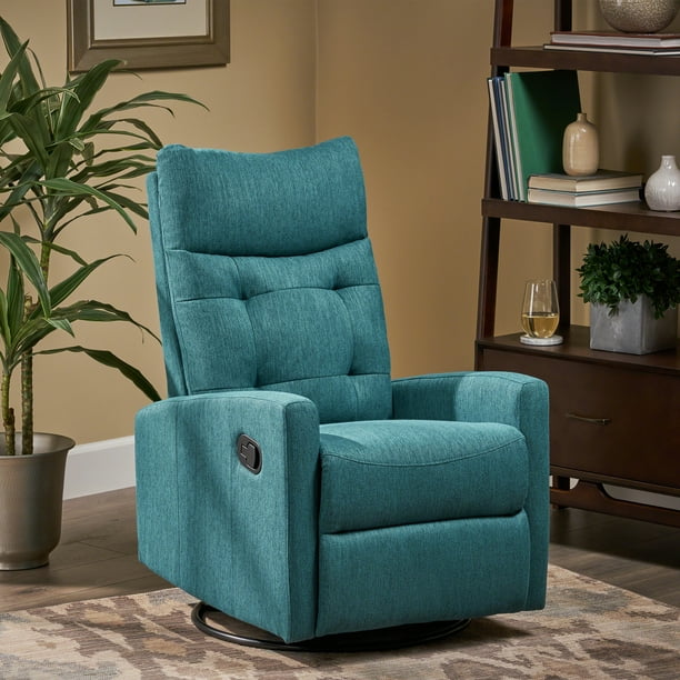 Ishtar Contemporary Glider Swivel Push Back Nursery Recliner - Teal and Black Finish - Walmart 