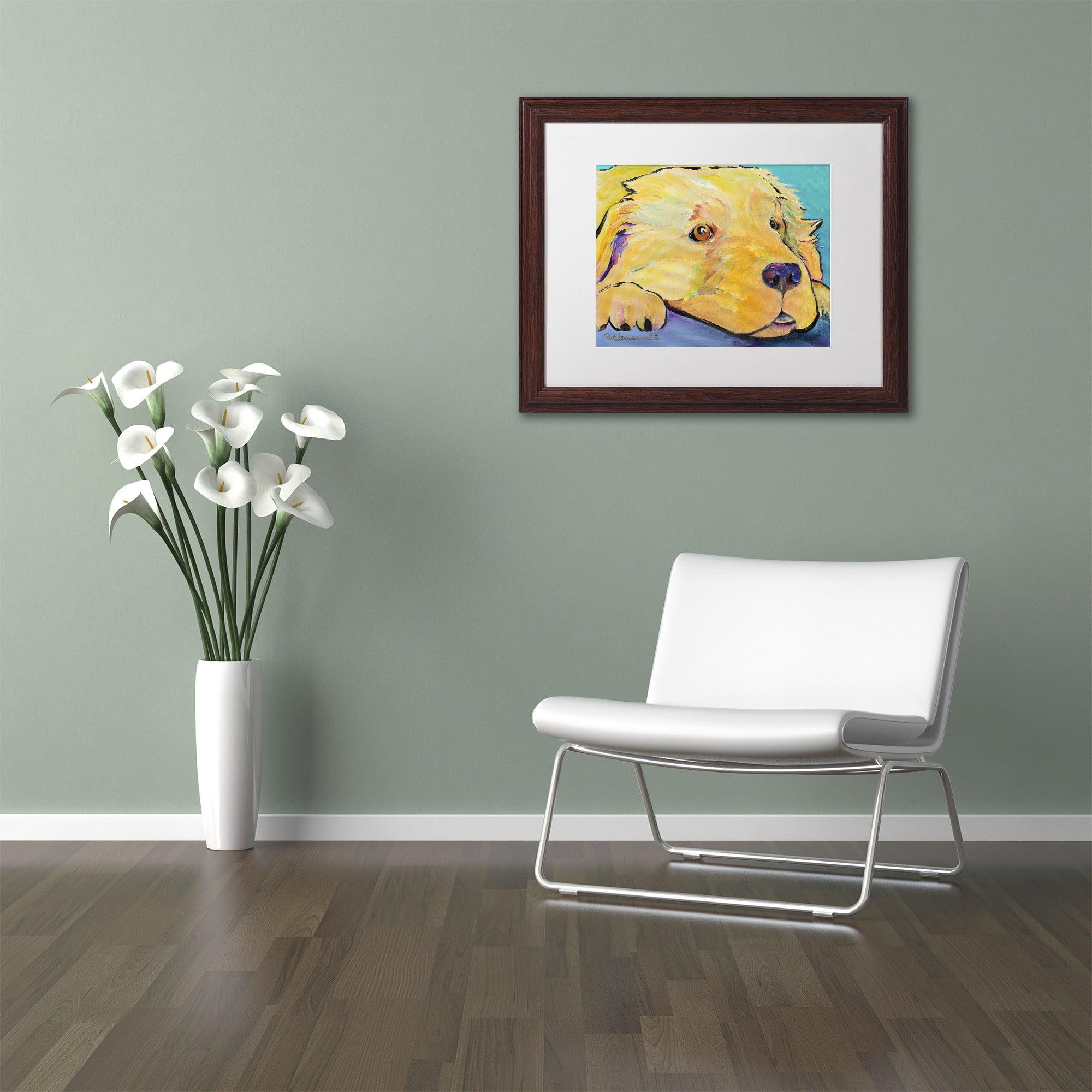 Trademark Fine Art "Baby" Canvas Art by Pat Saunders-White, White Matte, Wood Frame