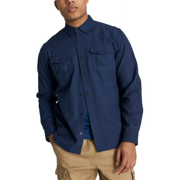 CATERPILLAR Men's Foundation Western Long Sleeve Button Down Shirt Blue XL