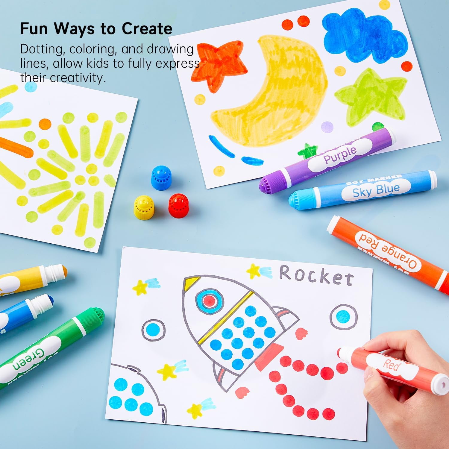 Shuttle Art Dot Markers, 30 Colors Washable with Free Activity Book, Bingo Daubers Supplies, Non Toxic Water-Based Dot Art Markers