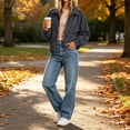 thumbnail image 3 of Women's Corduroy Jacket Long Sleeve Zip Up Jacket Casual Collared Coat with Pockets Loose Fit Lightweight Fall Winter Outerwear, 3 of 6