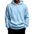 thumbnail image 2 of Fabrcox S-5xl Hoodies for Men Big and Tall Fleece Lined Hooded Sweatshirts Mens Solid Color Fall Winter Warm Athletic Long Sleeve Mens Pullover Shirts with Pockets Blue XXXL, 2 of 4