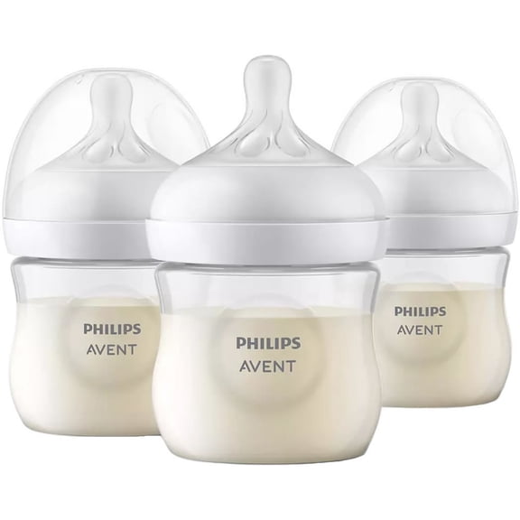 Philips Avent Natural Baby Bottle With Natural Response Nipple, Clear, 3x4oz Bottles, SCY900/03