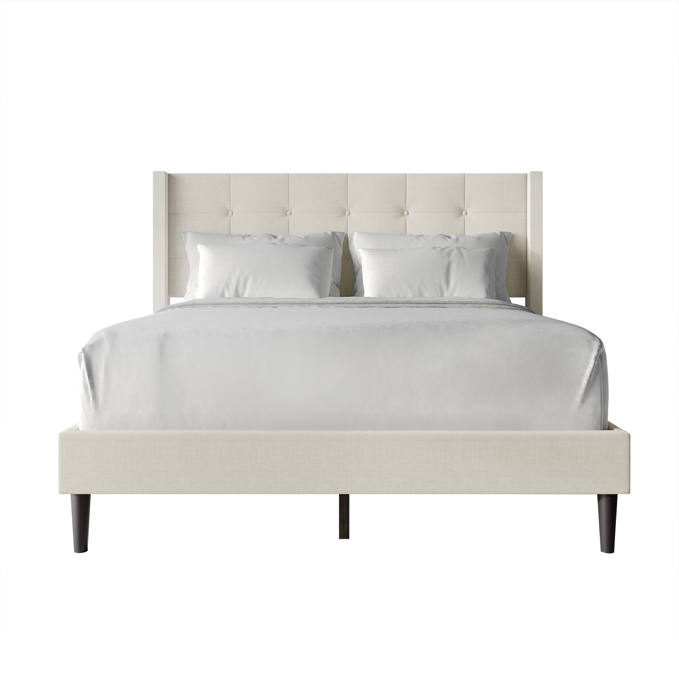 Castle Place Elegance Wingback Full Platform Bed, Beige