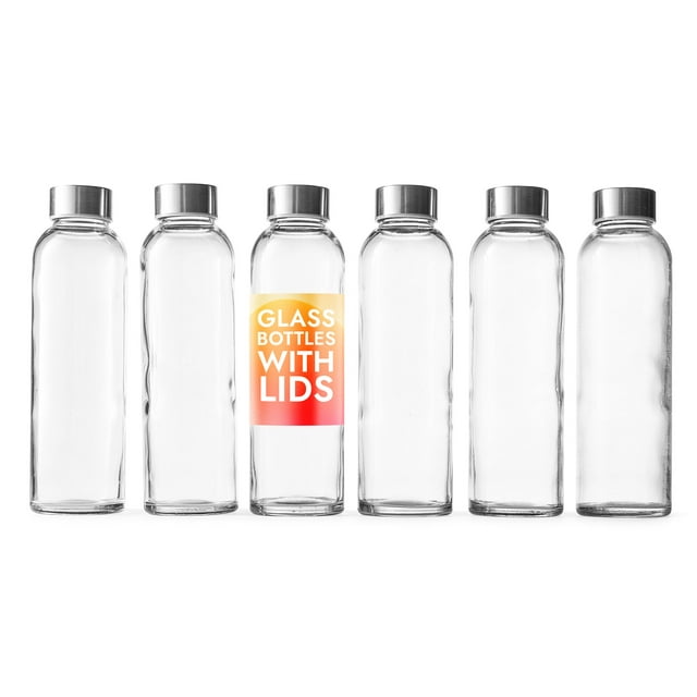 Botellas de agua de vidrio Epica de 500 ml con tapas, juego de 6