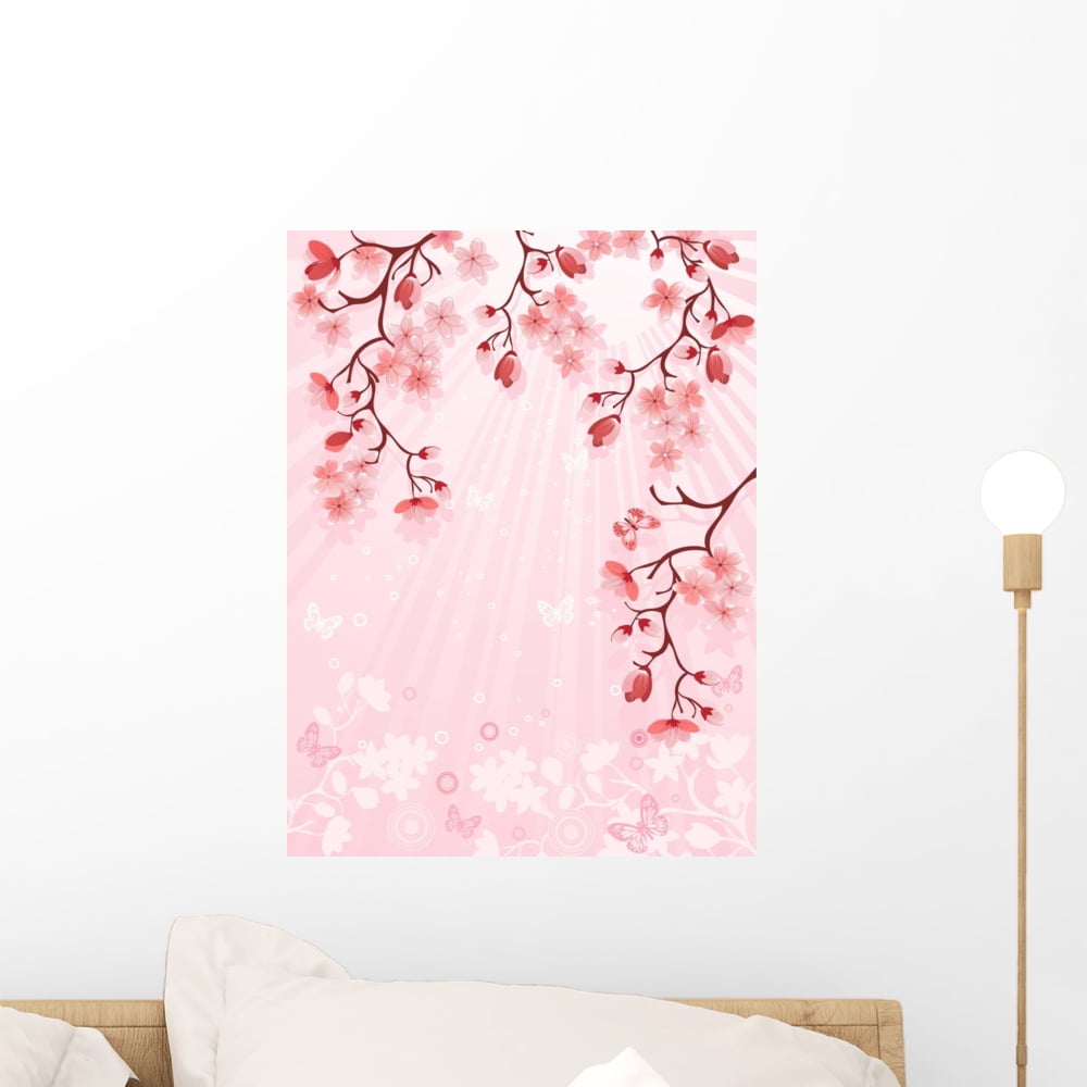 Japanese Cherry Blossom Wall Mural by Wallmonkeys Peel and Stick