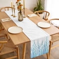 thumbnail image 3 of Blue Table Runner - 72 Inch Long Polka Dots Watercolor Abstract Art Cotton and Linen Blended Dress Scarves Farmhouse Table Runner for Kitchen Dining, Coffee Table, 13" x 72", 3 of 8