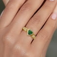 thumbnail image 4 of Gem Stone King 18K Yellow Gold Plated Silver Green Nano Emerald and White Moissanite Halo Ring for Women | 0.88 Cttw | Heart Shape 6MM | Gemstone May Birthstone | Size 5, 4 of 6