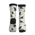 thumbnail image 3 of Crew Socks for Women Men, Cartoon Wavy Shark Fin  Moisture Running Athletic Football Striped Socks Cushion Tube Socks, 3 of 7