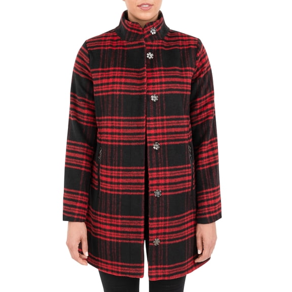 Cyn & Luca Women's Single Breasted Plaid Coat