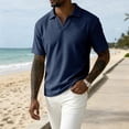 thumbnail image 5 of RongHuan Mens Casual T-Shirts Short Sleeve Textured Knit V Neck Shirt Casual Golf Shirts Stylish Solid Color Tops, 5 of 6