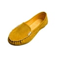 thumbnail image 3 of Juebong Loafers for Women Comfortable Suede Driving Shoes Solid Color Slip-On Walking Flats Loafer Yellow,40, 3 of 8