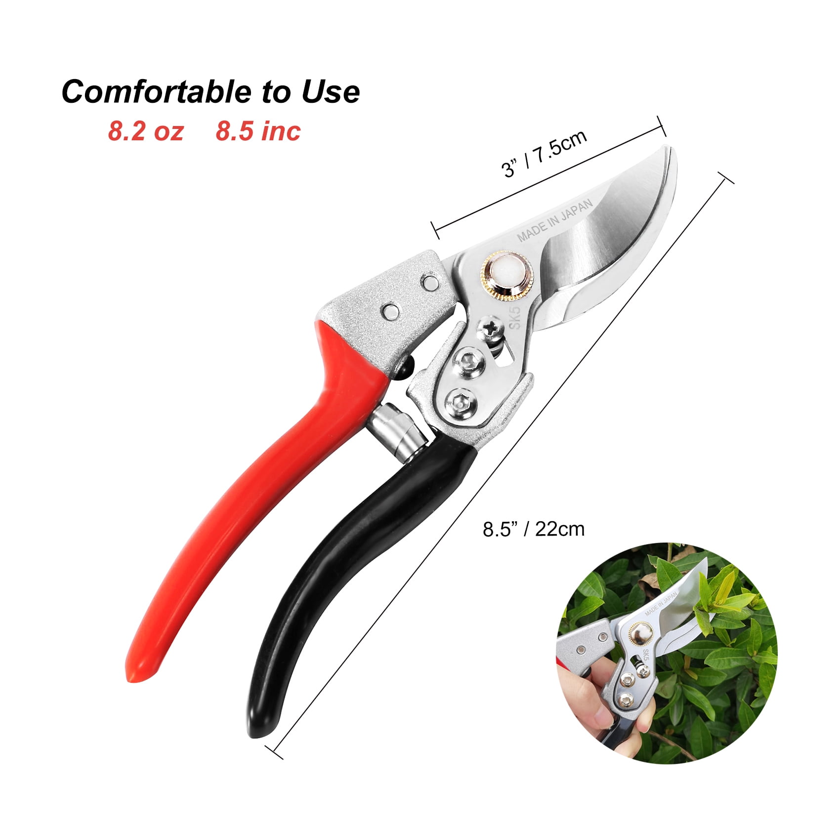 TONMA Pruning Shears [Made in Japan] 8" Bypass Hand Pruners, Garden Scissors Clippers, Plant Trimmers