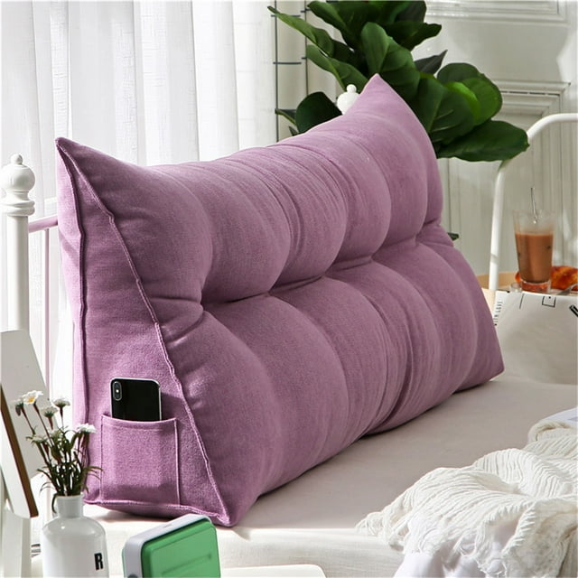 YOUMAI Polyester seat cushion Triangular Headrest For Double Beds Backrest With Detachable Cover Ergonomic Long Pillow Backrest Suitable For Dormitory Beds Sofas Single Beds Bunk Beds (24x20 Inch)