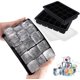 thumbnail image 1 of Molde para cubitos de hielo de 15 compartimentos, paquete de 2 bandejas grandes de silicona para cubitos de hielo con tapa, bandeja para cubitos de hielo apilable y que ahorra espa, 1 of 4