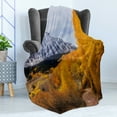 thumbnail image 4 of Autumn Soft Flannel Fleece Throw Blanket, Colorful Fall Season in Colorado with Snowy Mountain and Trees, Cozy Plush for Indoor and Outdoor Use, 50" x 70", Orange Pale Ceil Blue, by Ambesonne, 4 of 5