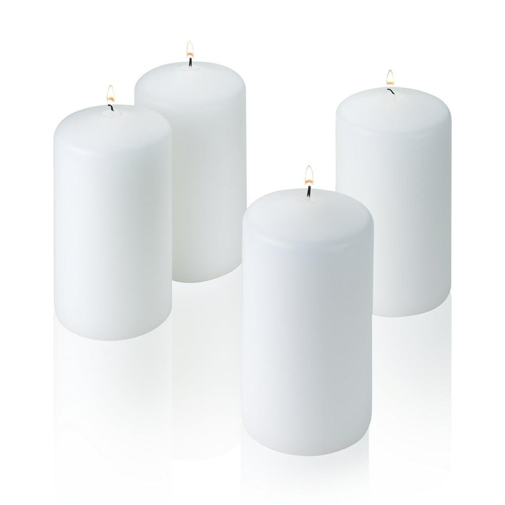 1 White Unscented Pillar Candle 6 Inch Tall Burn Time 90 Hours